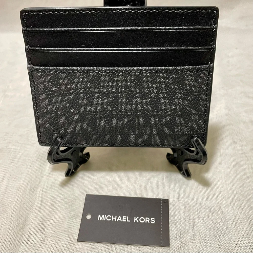 Michael Kors Black and Pink Logo Card Holder